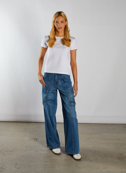 Veda Wide Leg Jean Medium Blue