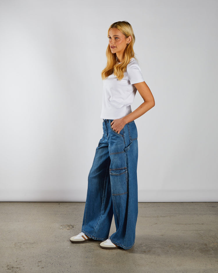 Veda Wide Leg Jean Medium Blue