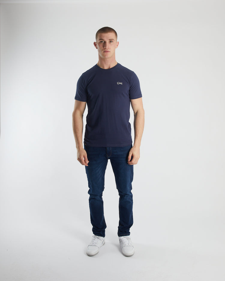 Basic Caden O Neck Tee Navy Iris