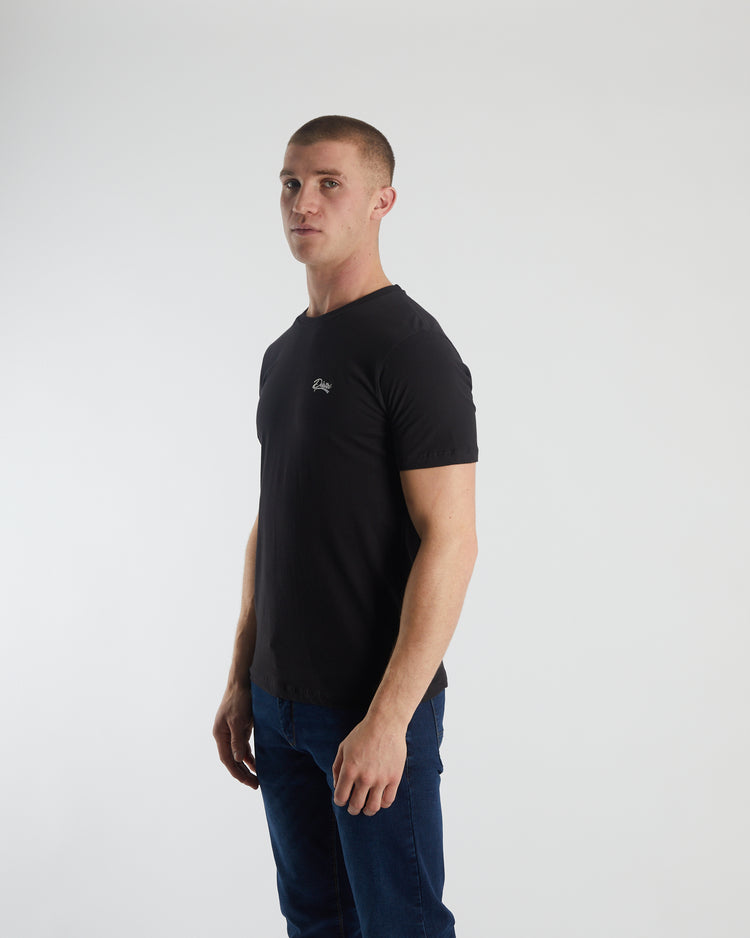 Basic Caden O Neck Tee Black