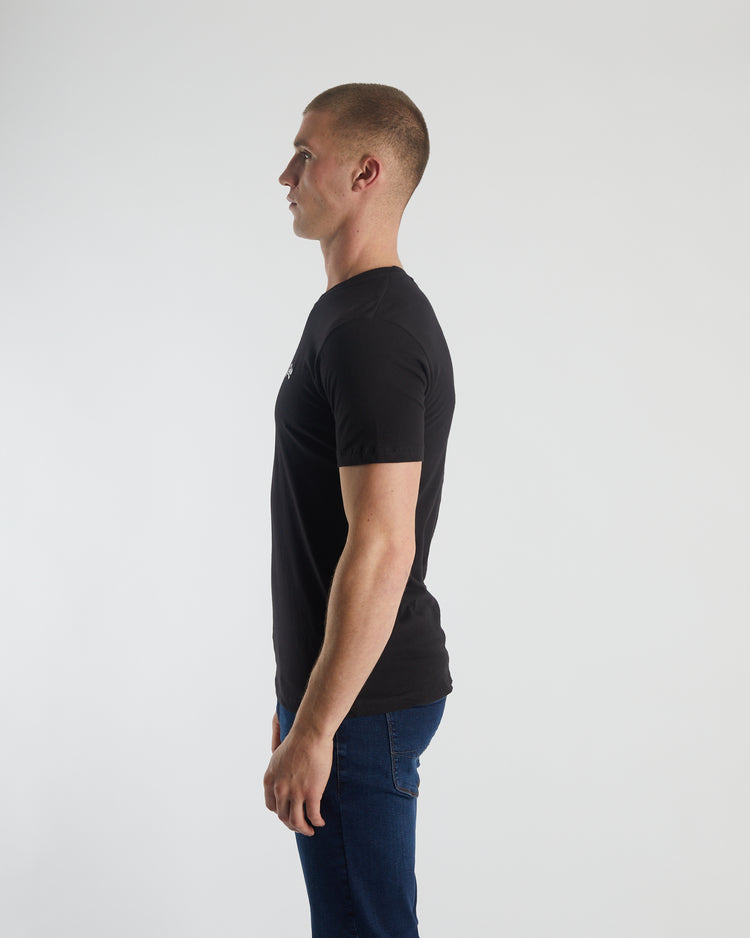 Basic Caden O Neck Tee Black