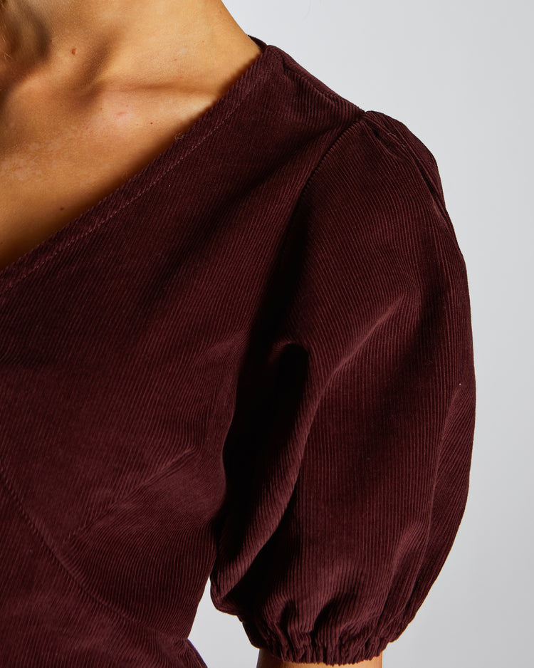 Bijou Cord Dress Deep Cherry