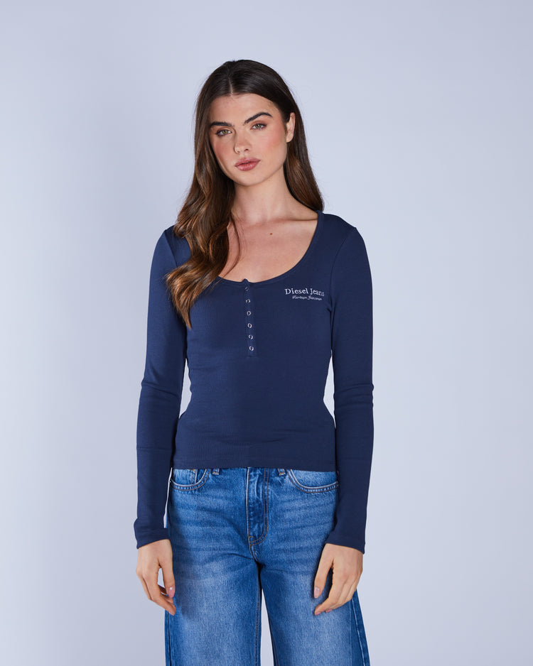 Brandi L/S Henley Navy Lake