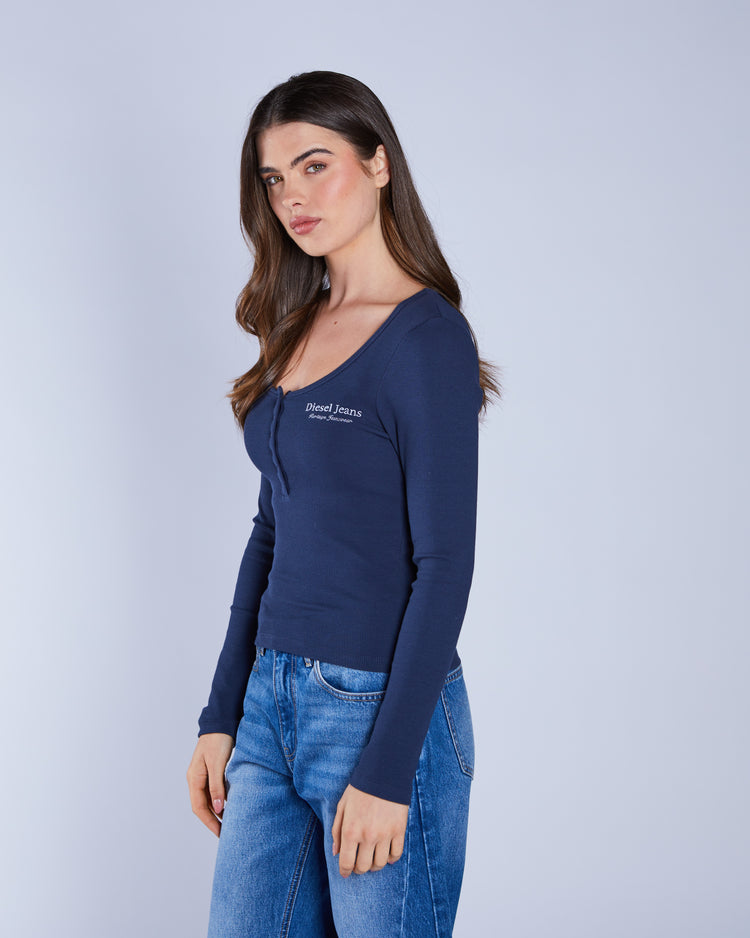 Brandi L/S Henley Navy Lake