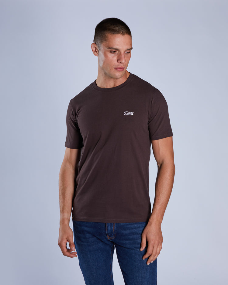 Basic Caden O Neck Tee Dark Chocolate