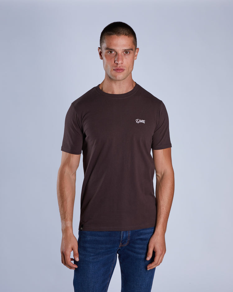 Basic Caden O Neck Tee Dark Chocolate