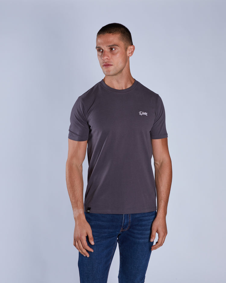 Basic Caden O Neck Tee Deep Grey
