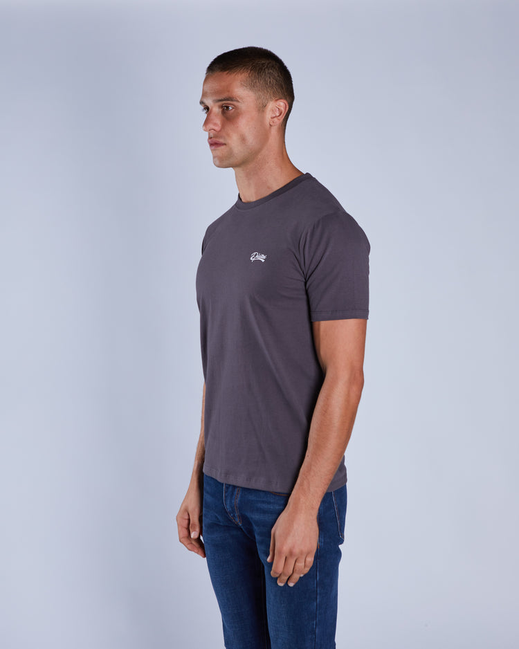 Basic Caden O Neck Tee Deep Grey