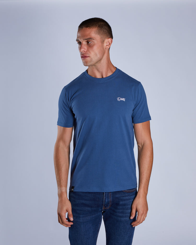 Basic Caden O Neck Tee Falcon Blue