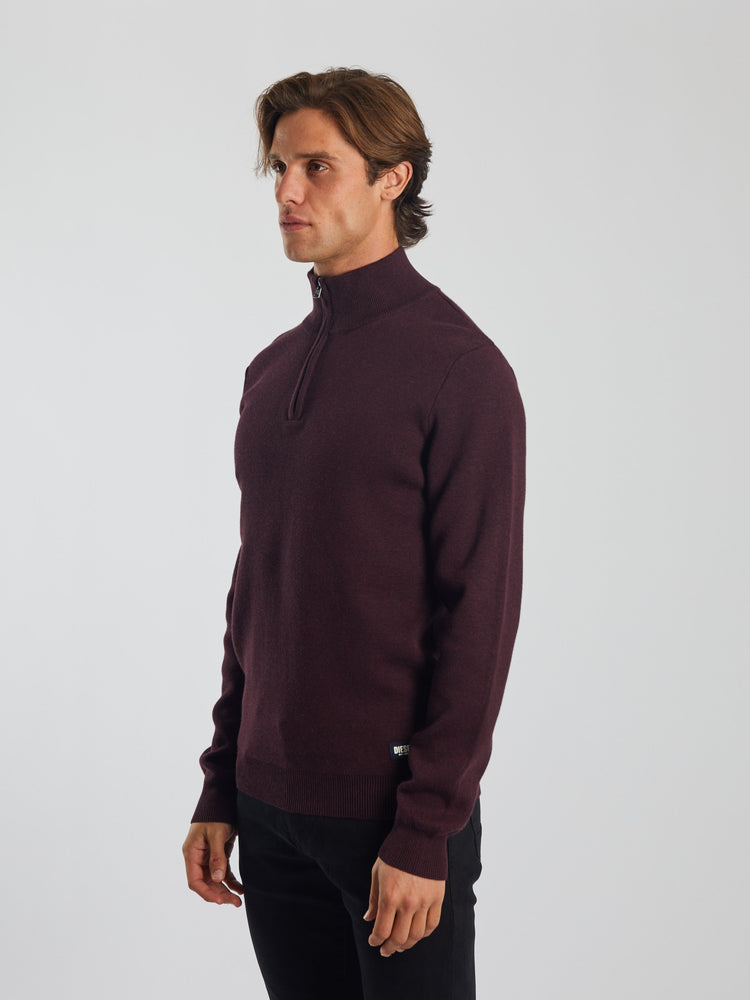 Colter Half Zip Wine Port Marl