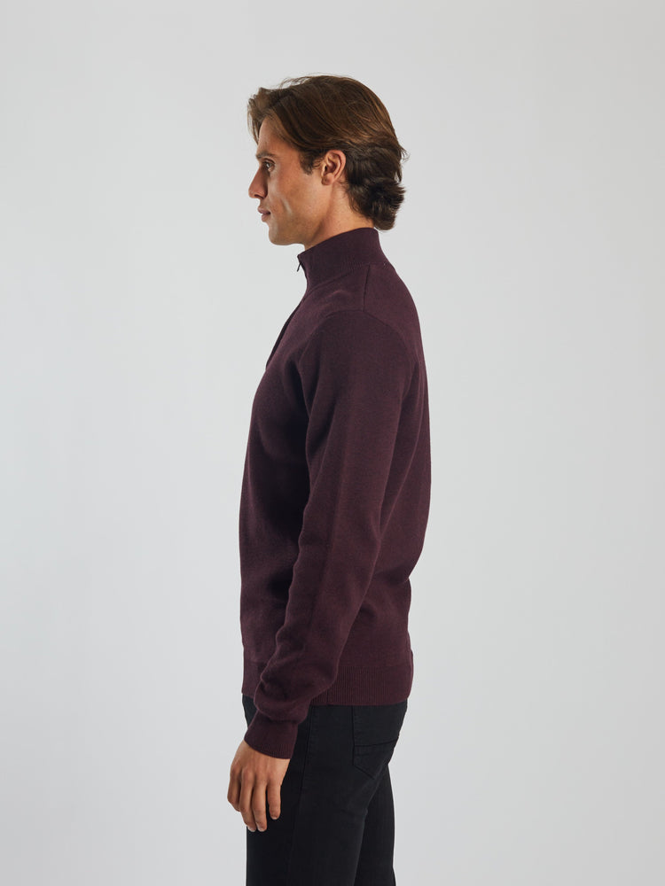 Colter Half Zip Wine Port Marl