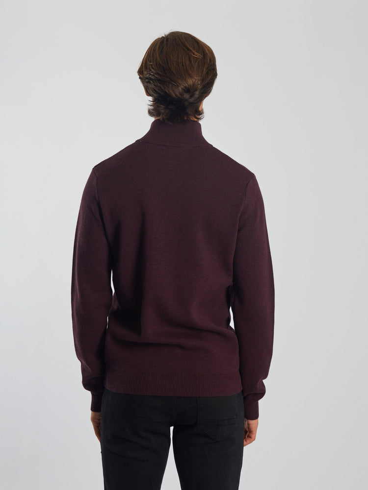 Colter Half Zip Wine Port Marl