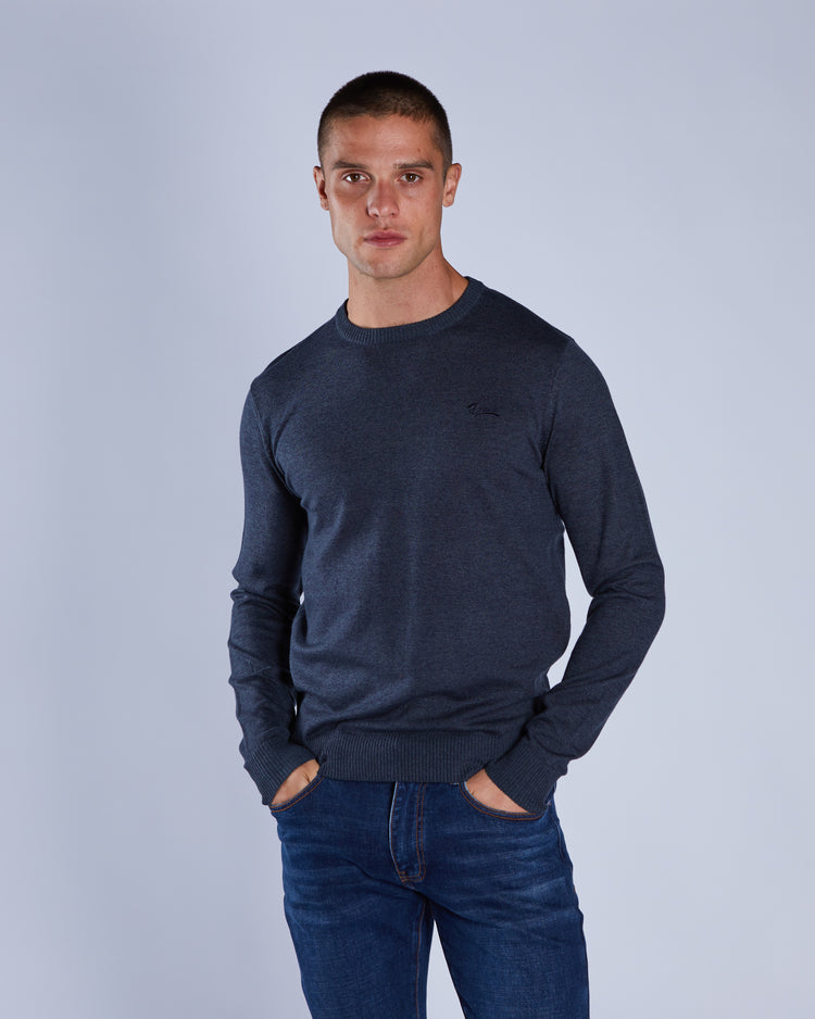 Dylan Round Neck Petrol Blue Marl