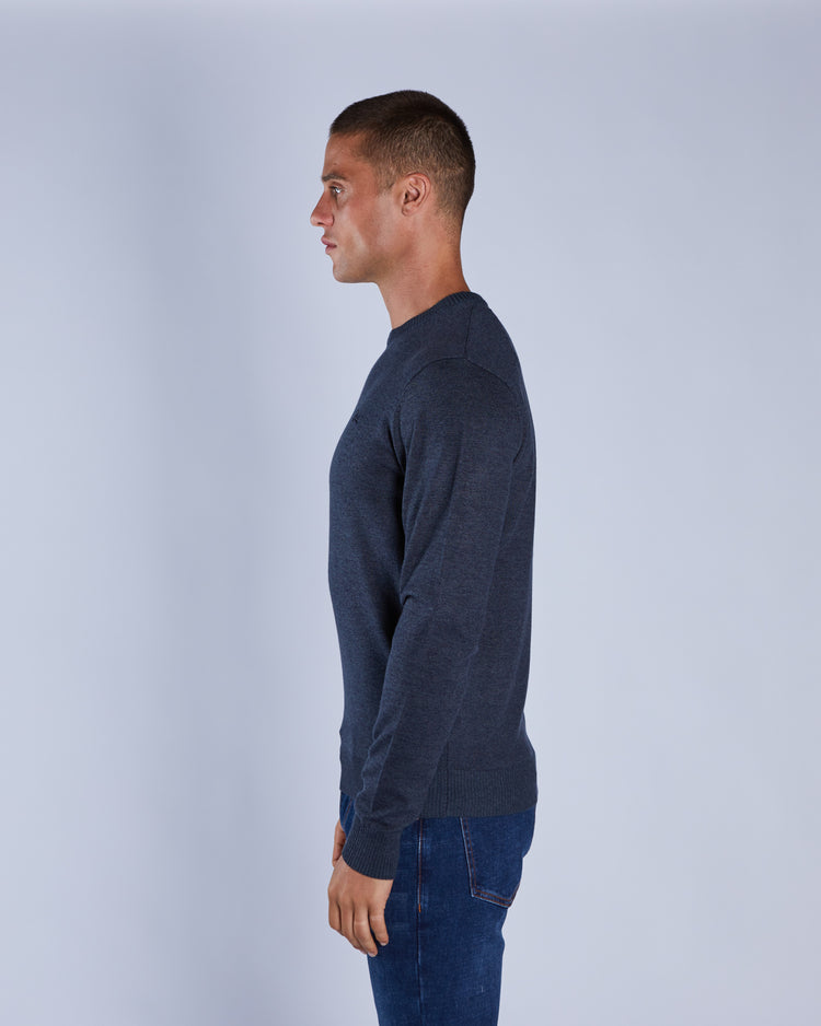 Dylan Round Neck Petrol Blue Marl