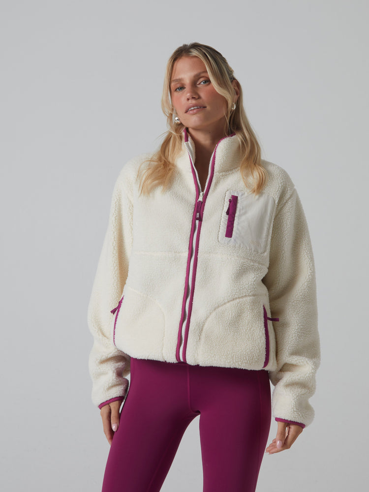 Emery Borg Fleece Zipper Ivory