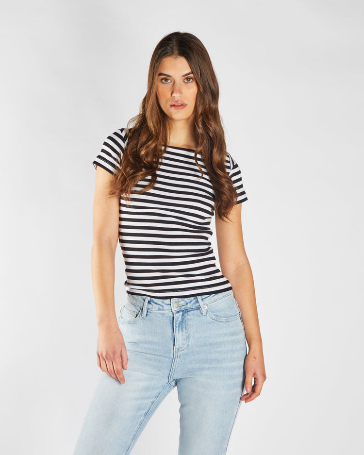 Finette Top Black & Dove White