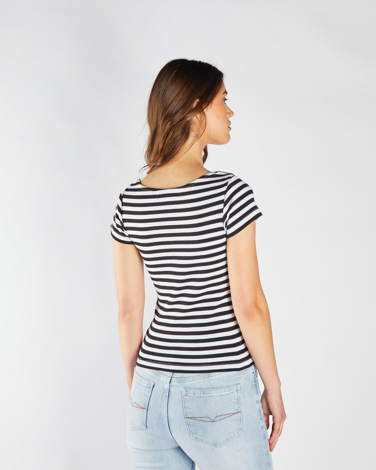 Finette Top Black & Dove White