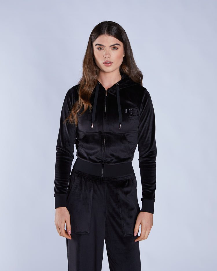 Leighton Velour Zipper Pitch Black