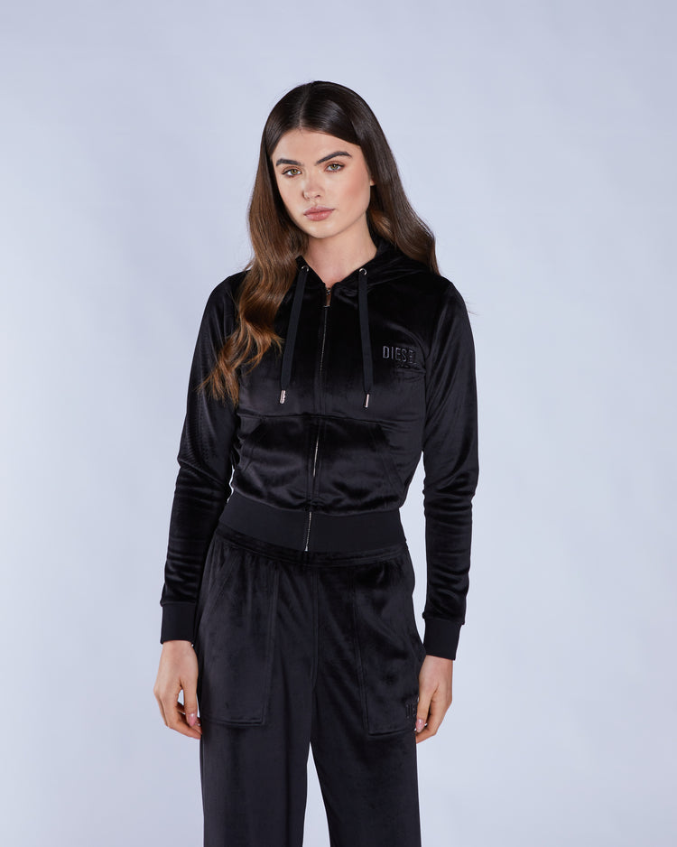 Leighton Velour Zipper Pitch Black