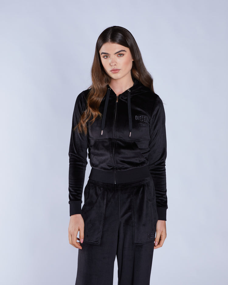 Leighton Velour Zipper Pitch Black
