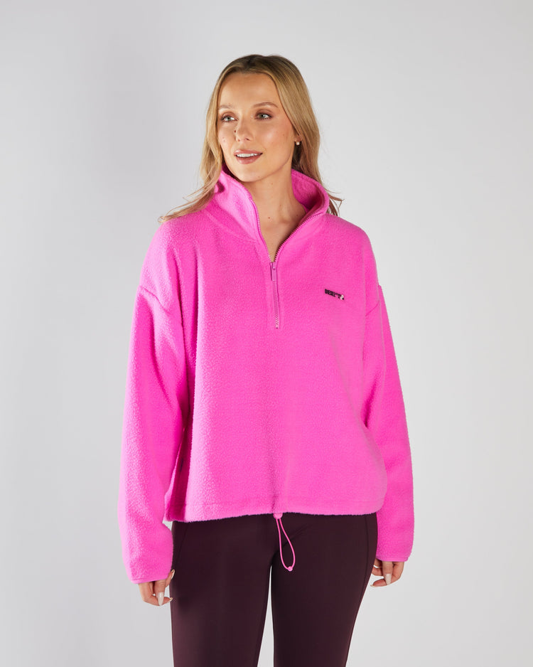 Mazie Fleece Half Zip Neon Pink