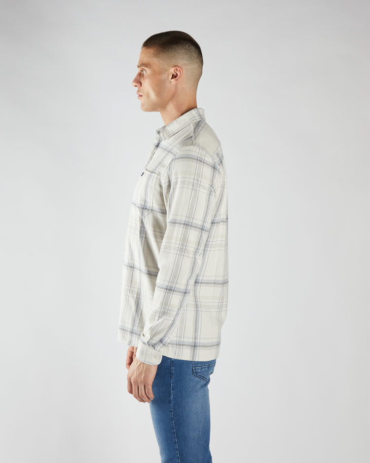 Pavel Check Shirt Sable Stone