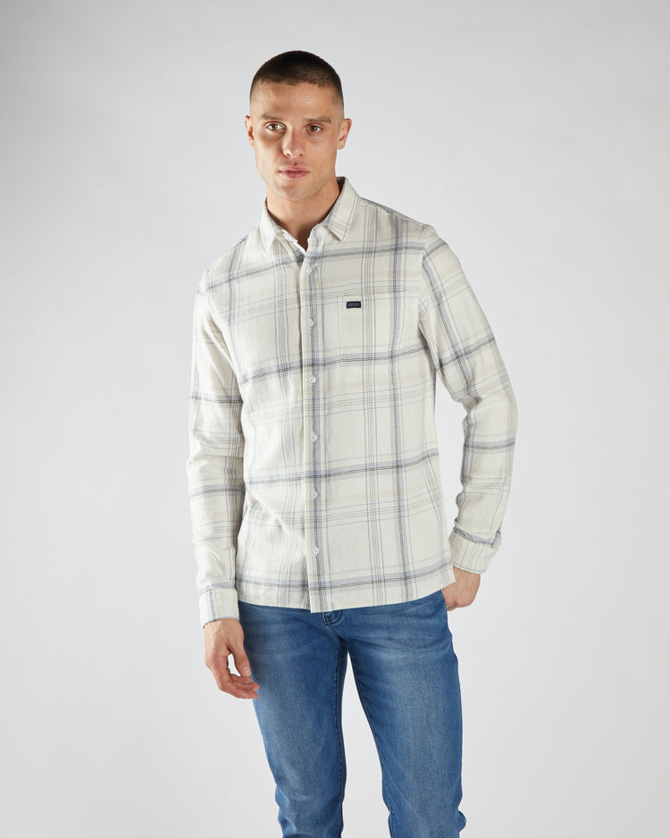 Pavel Check Shirt Sable Stone