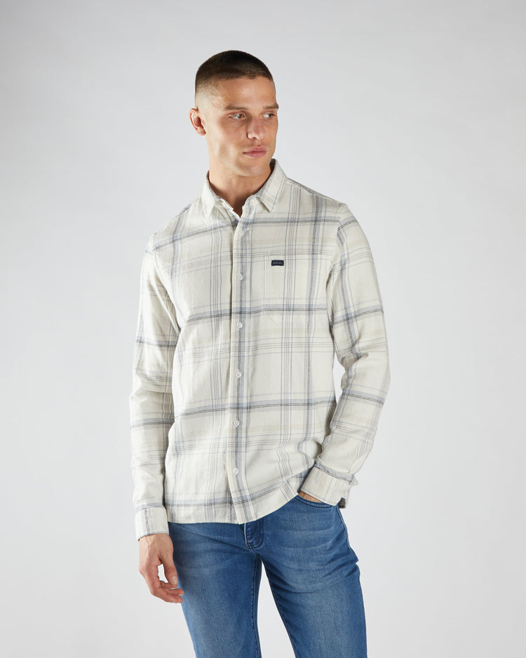 Pavel Check Shirt Sable Stone
