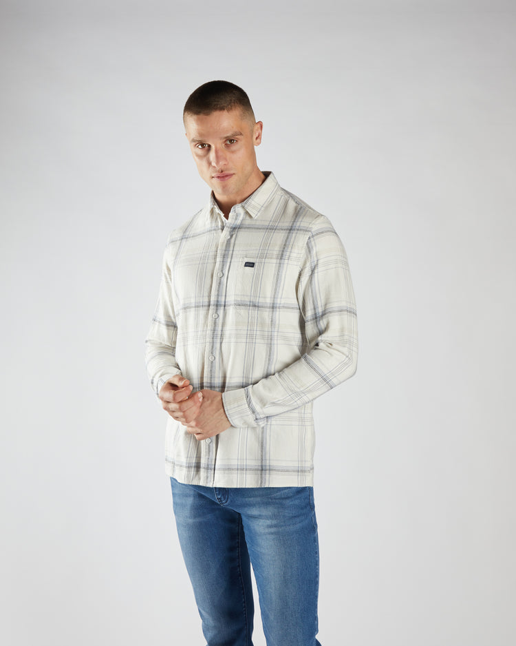 Pavel Check Shirt Sable Stone