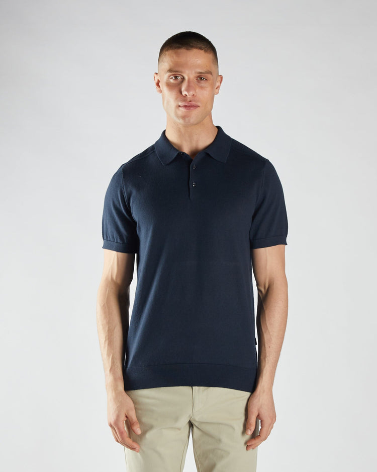 Ricardo Knitted Polo Salute Navy