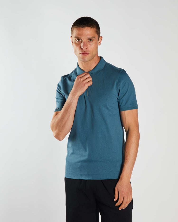 Rian Zip Polo Blue Pier