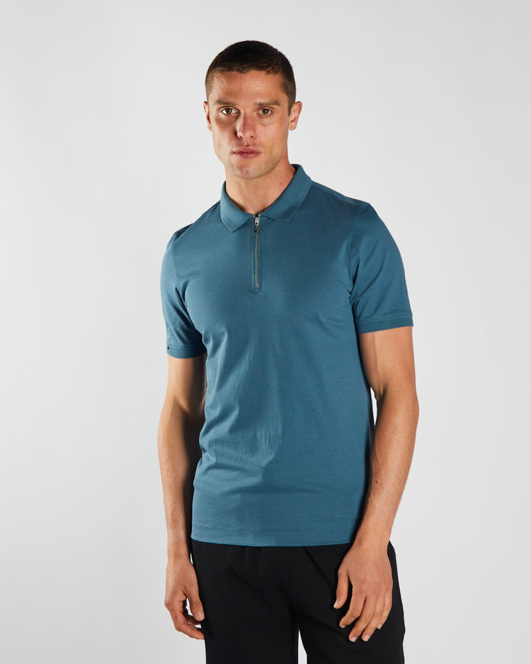 Rian Zip Polo Blue Pier
