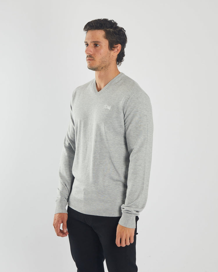 Tony V Neck Grey Marl