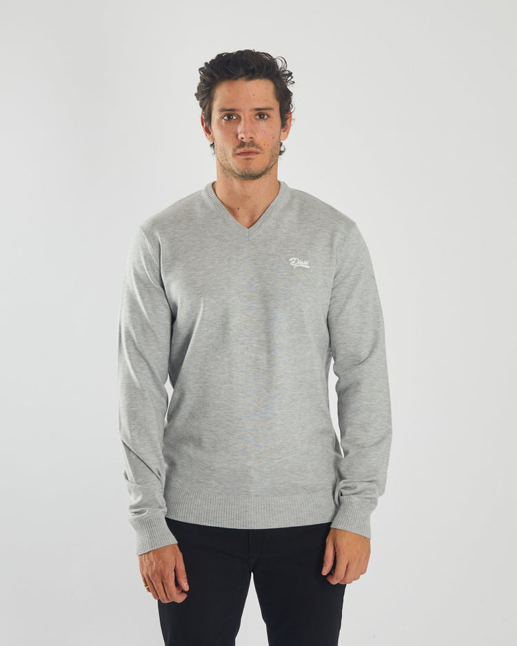 Tony V Neck Grey Marl
