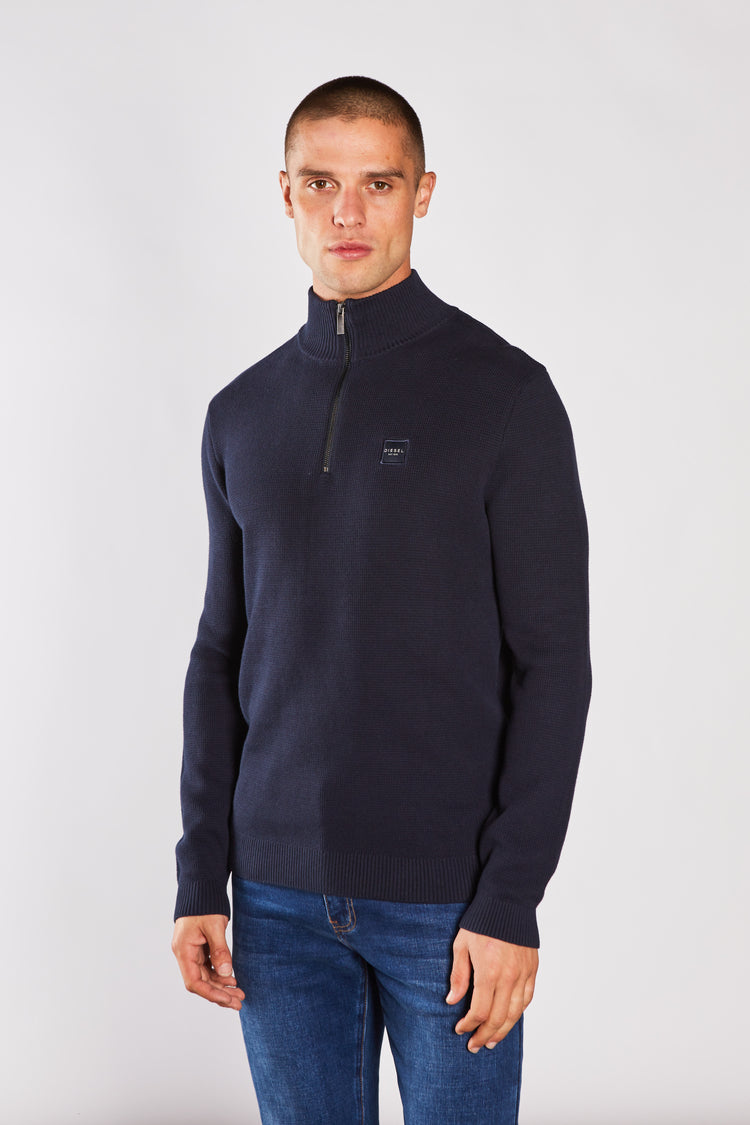 Twain Half Zip Grey Marl Salute Navy