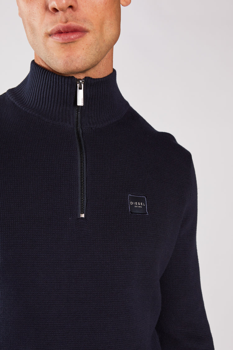 Twain Half Zip Grey Marl Salute Navy