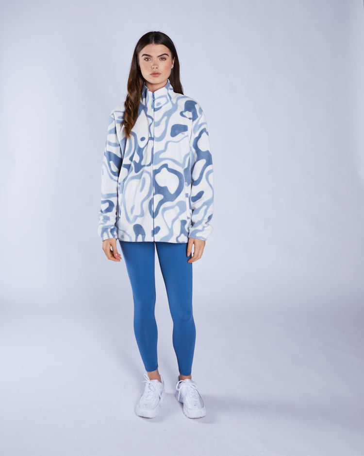 Whimsey Fleece Zipper Multi Blue