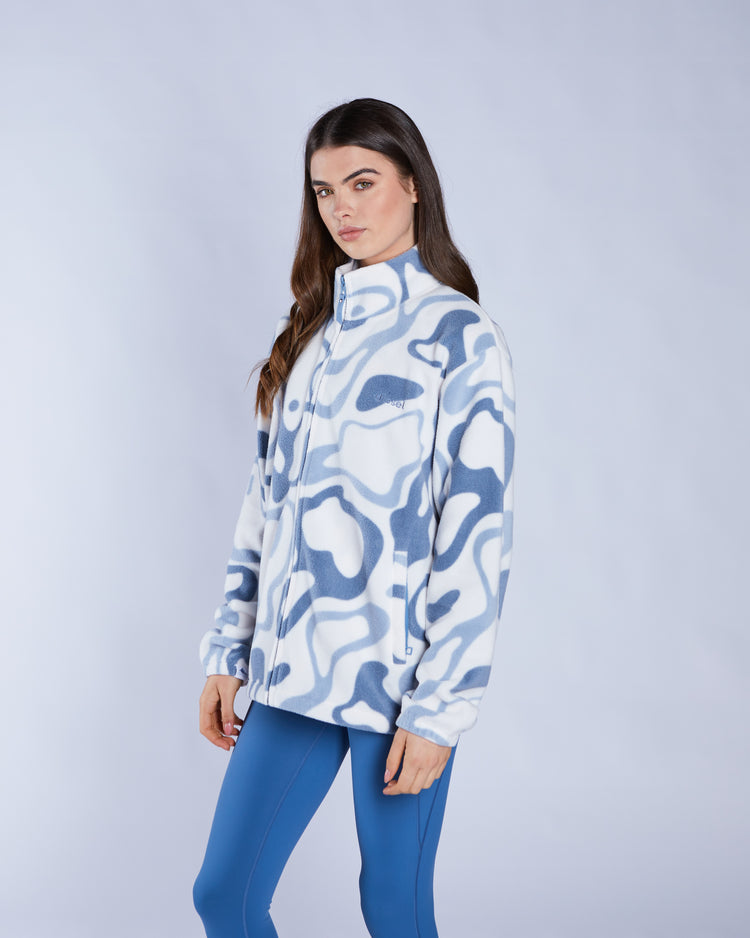 Whimsey Fleece Zipper Multi Blue