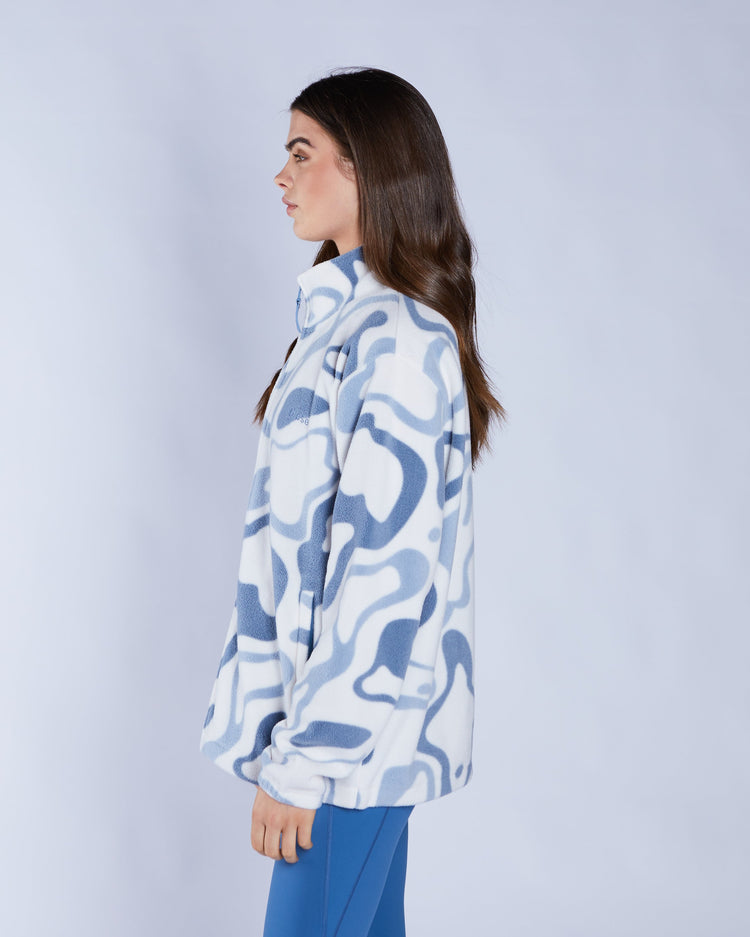 Whimsey Fleece Zipper Multi Blue