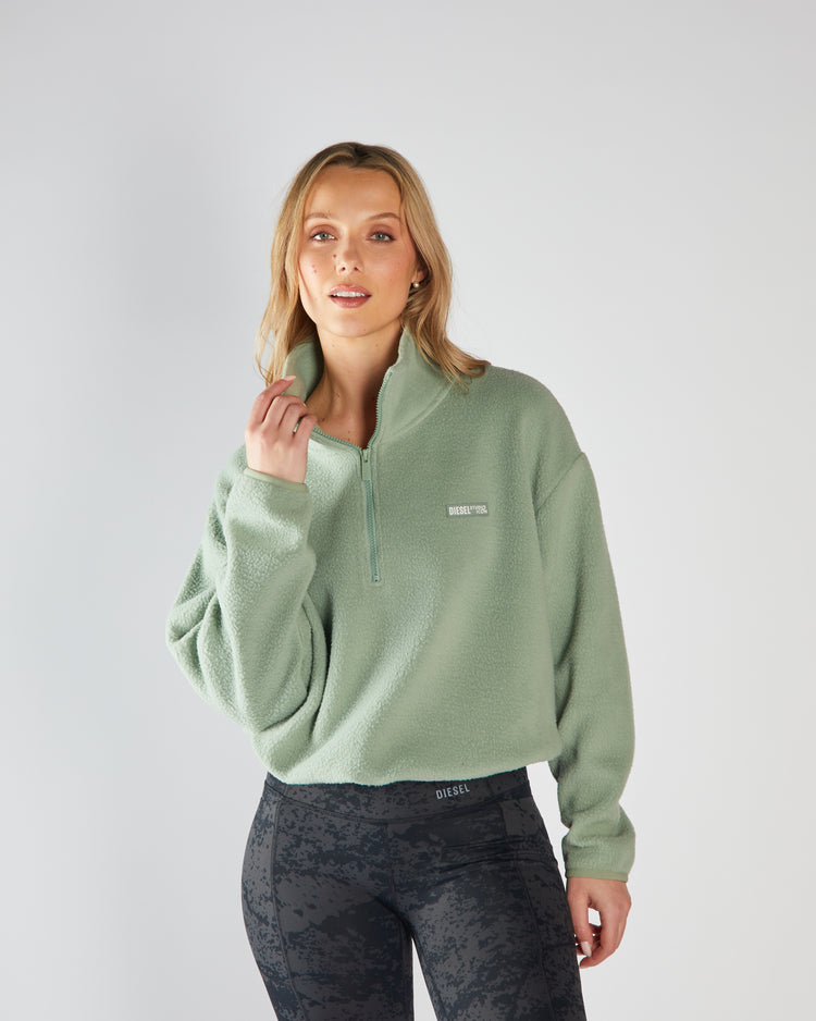 Mazie Fleece Half Zip Moss Green