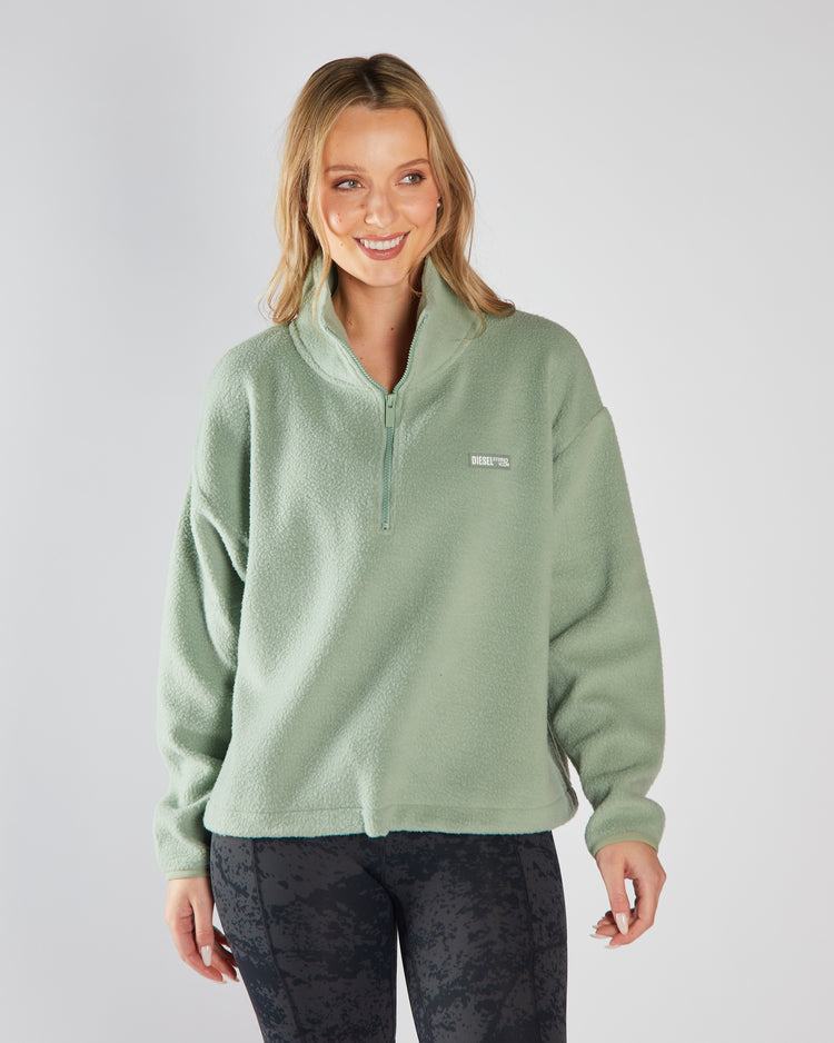 Mazie Fleece Half Zip Moss Green