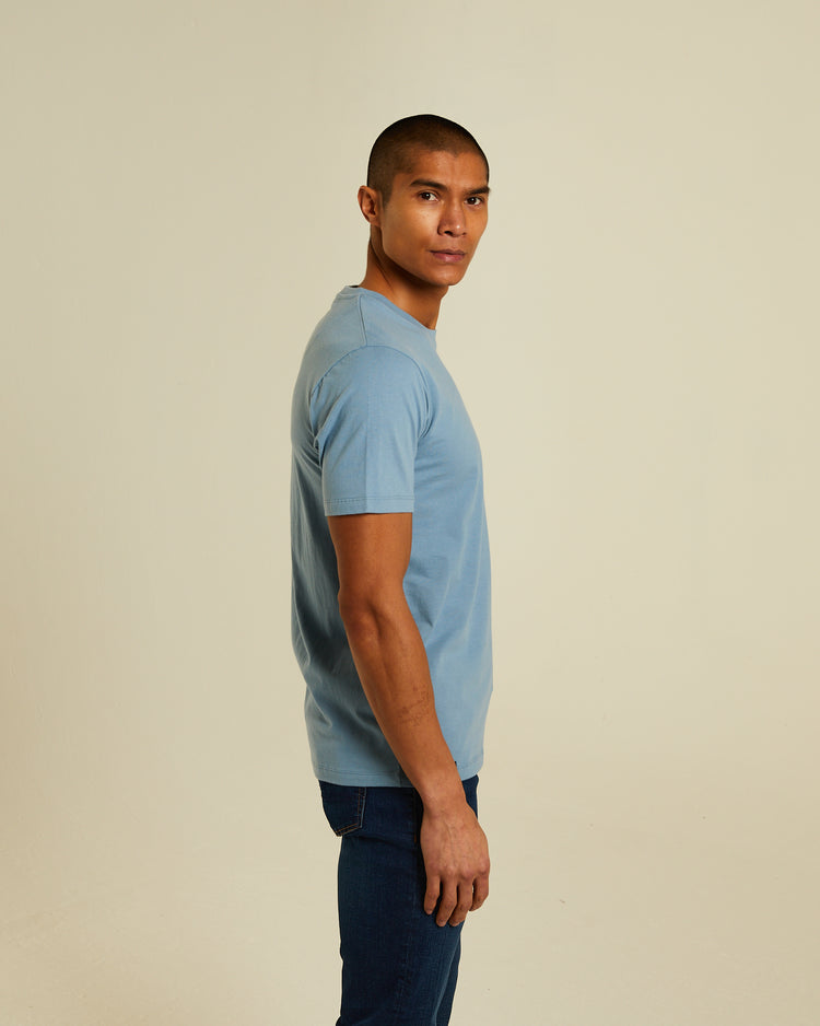 Basic Caden O Neck Tee Pebble Blue