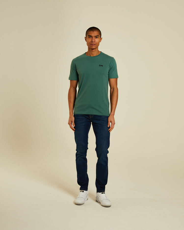 Basic Caden O Neck Tee Green Trail