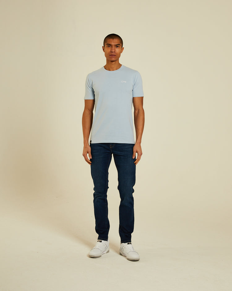 Basic Caden O Neck Tee Buoy Blue