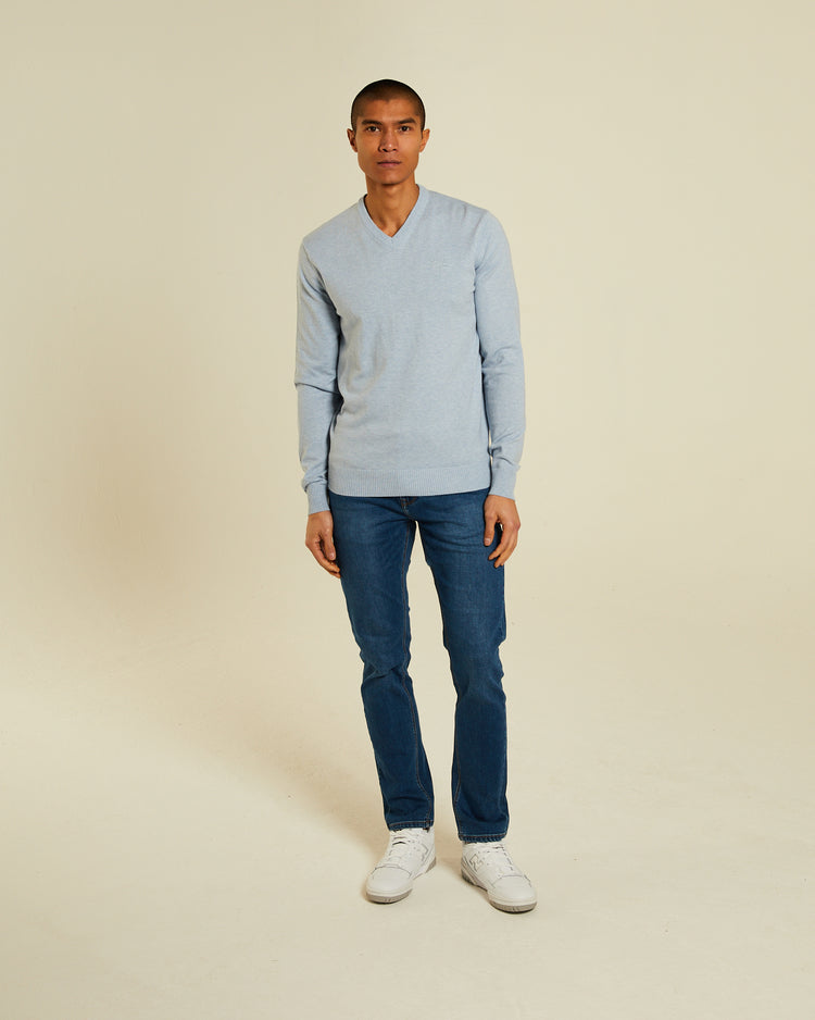 Tony V Neck Buoy Blue Marl