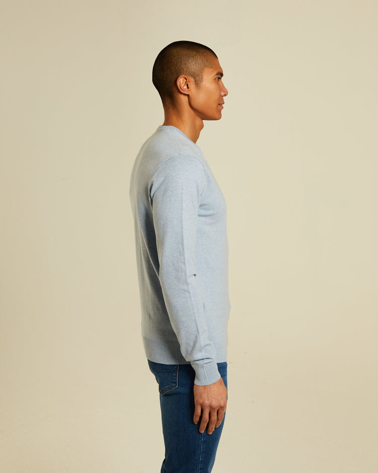 Tony V Neck Buoy Blue Marl