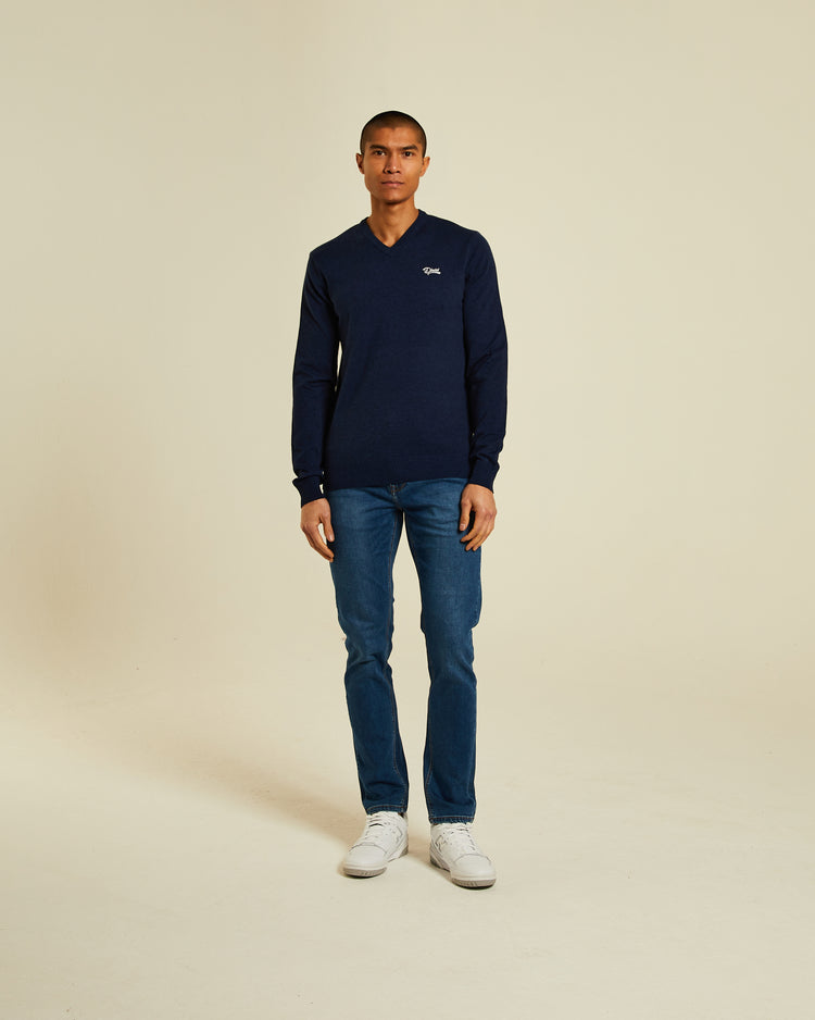 Tony V Neck Eclipse Blue Mel