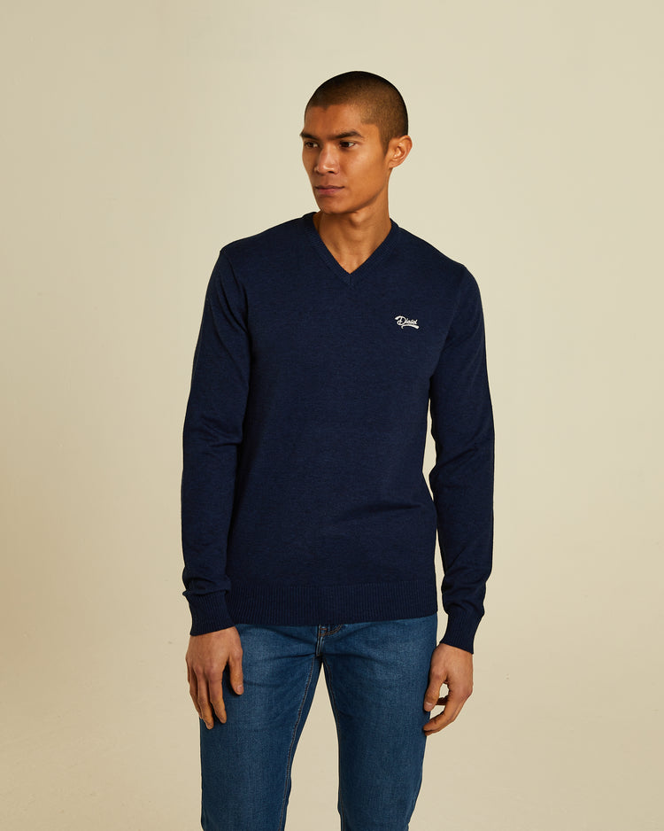 Tony V Neck Eclipse Blue Mel