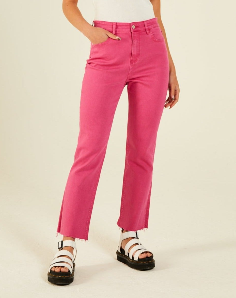Jessica HR Crop Flare - Pink Stripe