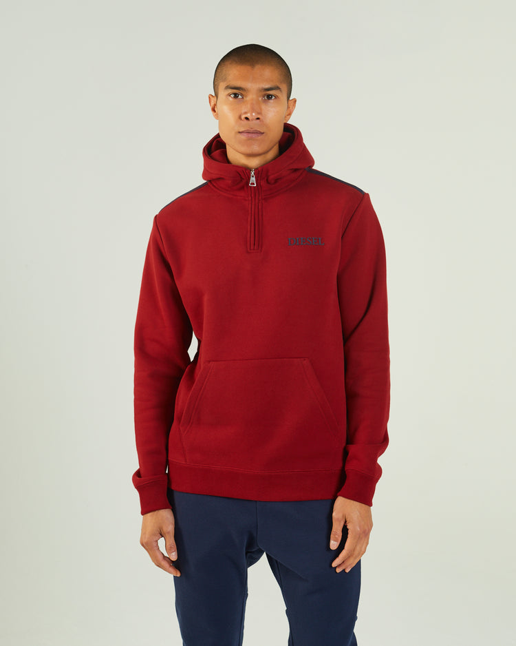 Hagen Half-Zip Hood Red Dahlia